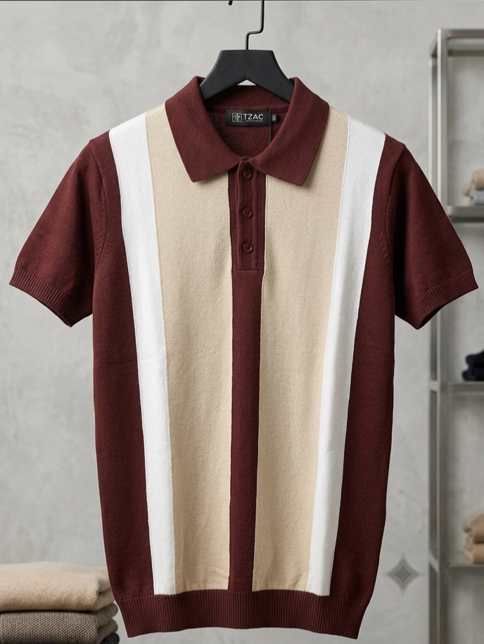 Tzag flate Knited polo Tshirt Navy/white