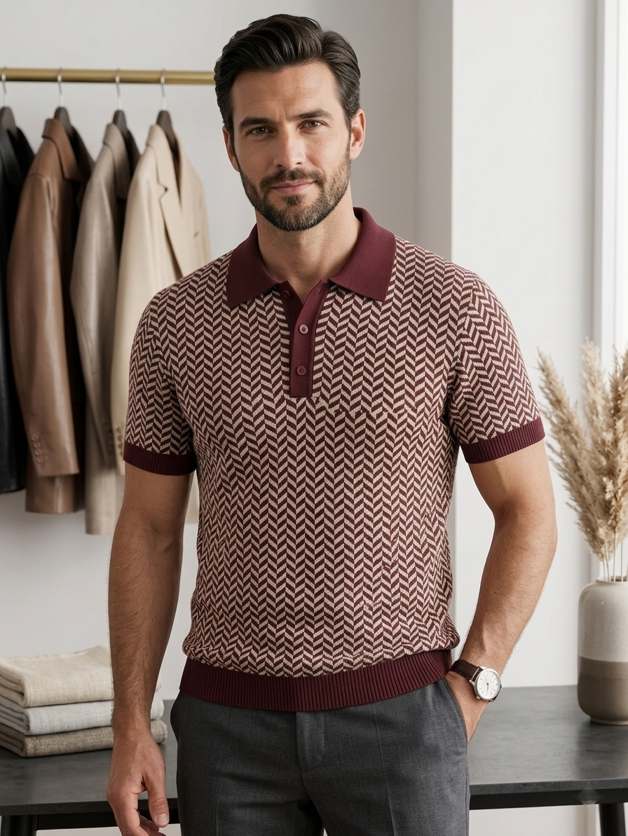 Tzag flate Knited polo Tshirt Marron