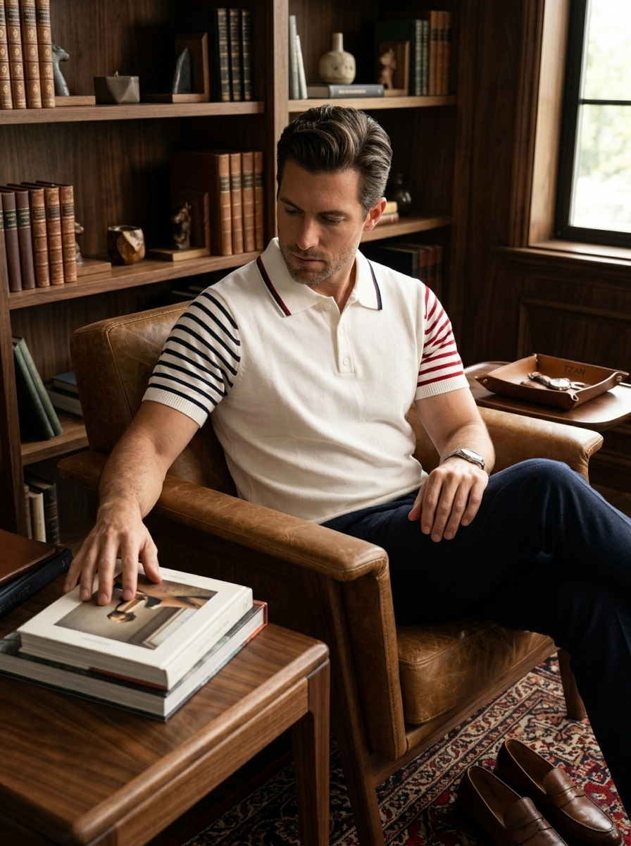 Tzag flate Knited polo white