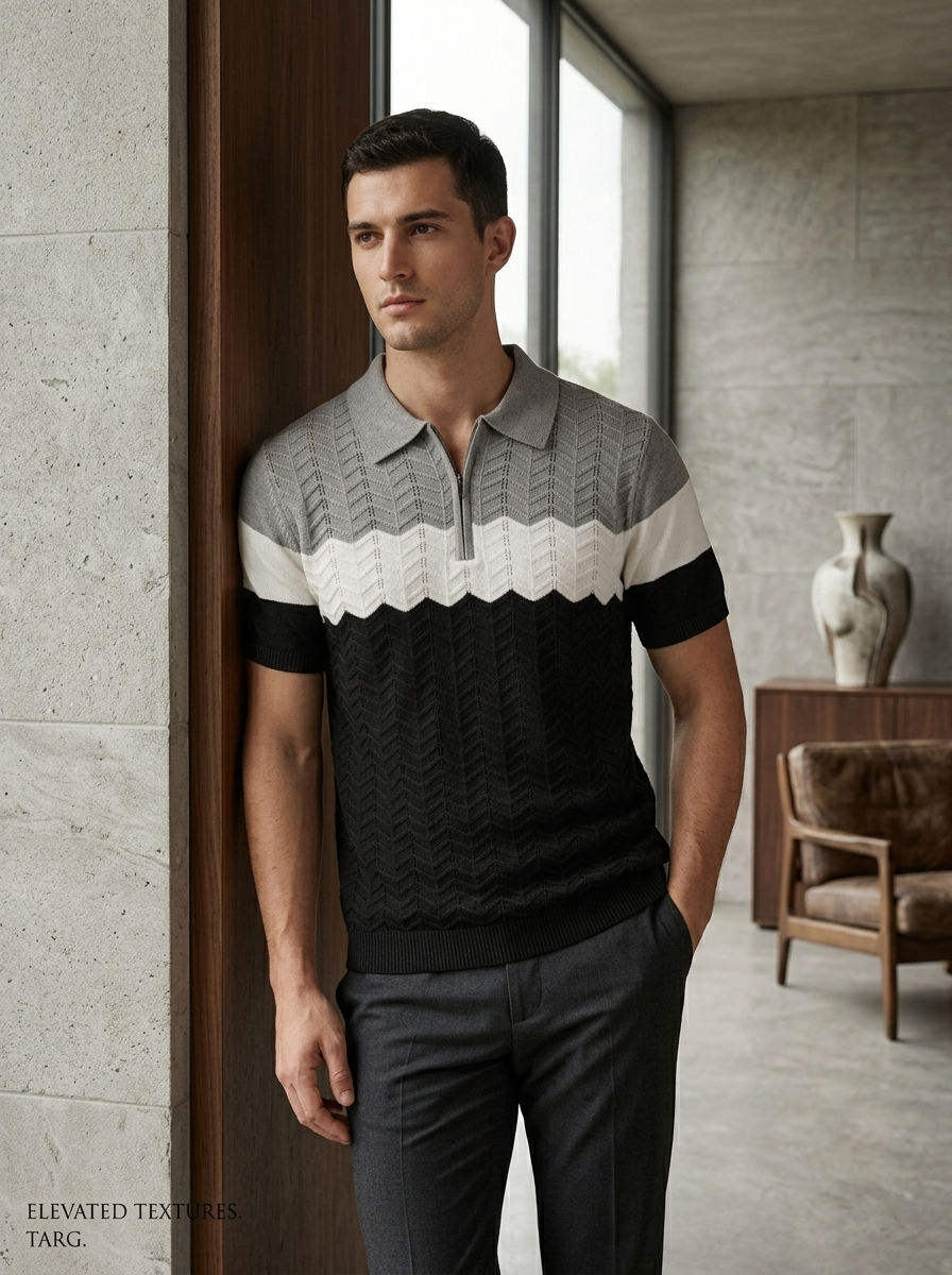 Tzag flate Knited polo Tshirt Grey