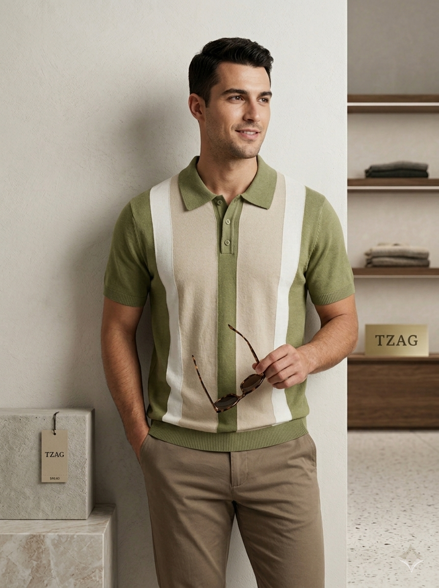Tzag flate Knited polo Green