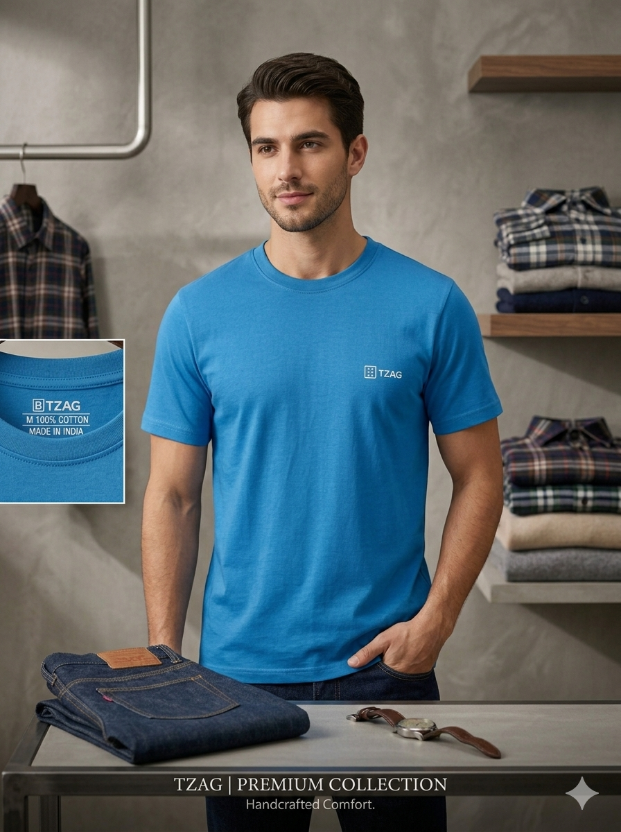 Tzag Crew neck Tees Blue
