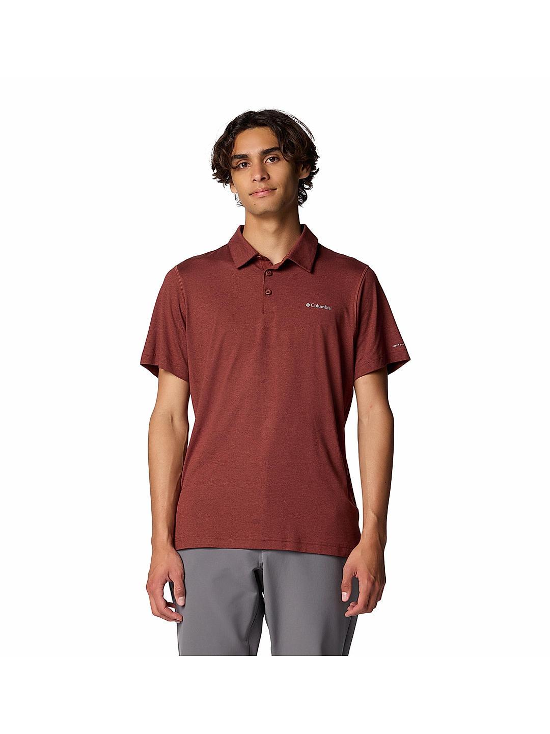 Columbia Mens Maroon Omni-Wick Tech Trail Polo Tshirt