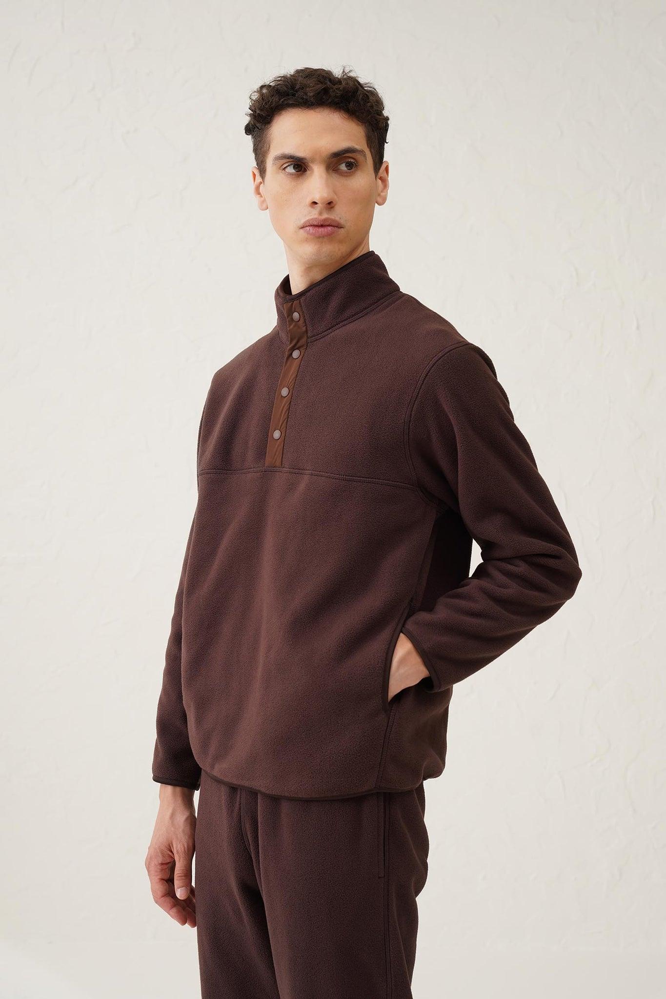 Pearl seven Basic Fleece Pullover coffee