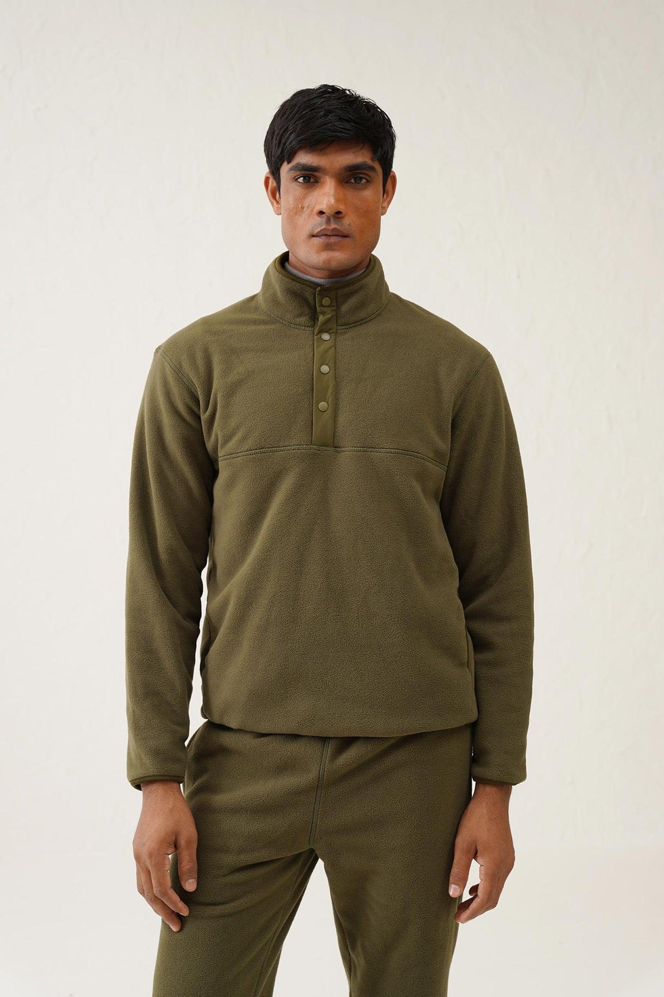 Pearl seven Basic Fleece Pullover olive