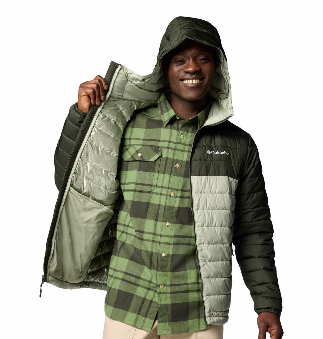 Columbia Men Green Powder Lite II Hooded Jacket